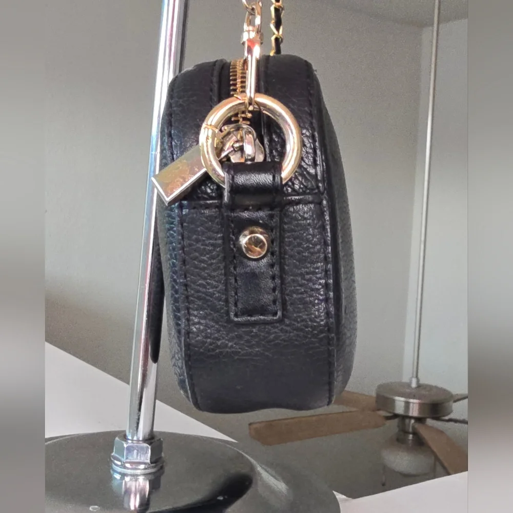 Michael Kors Black Pebbled Leather Camera Style Crossbody Bag